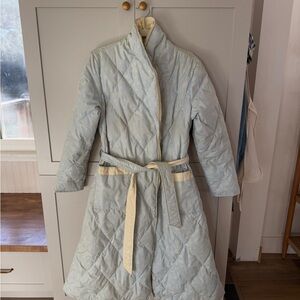 Vintage Eddie Bauer Quilted Robe/Jacket - Light Blue with Flowers